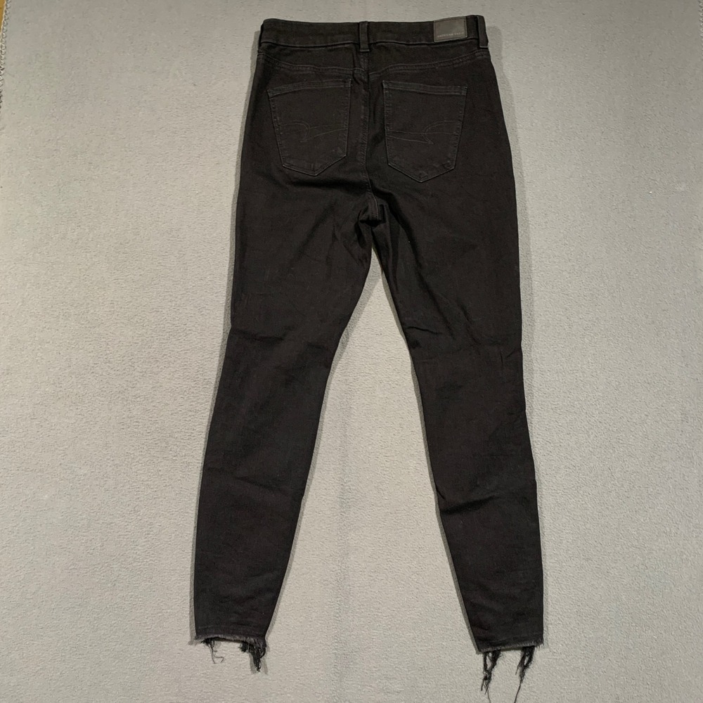 American Eagle Dream Jean Jegging Women 8 Black Ripped Knee Distressed High Rise - Picture 10 of 10